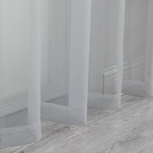Light Grey Sheer Curtains 72 Inch Length 2 Panels (Light Grey / 42"W x 72"L (Pack of 2))