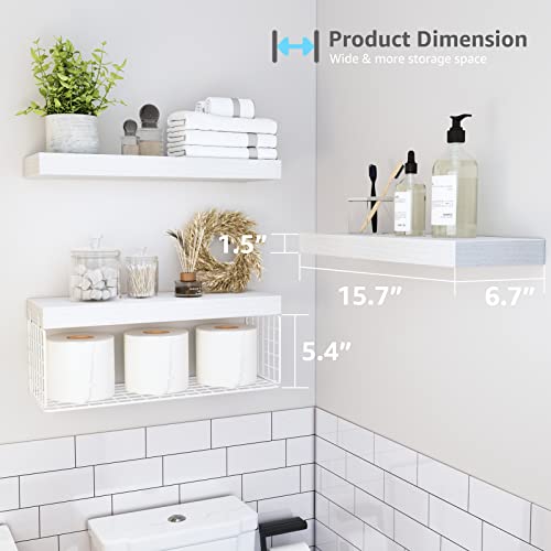 Bathroom Shelves Over Toilet Wall Mounted (3pcs / C. White)