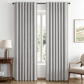 100% Blackout Linen Curtains 42 x 84 Inch Greyish White 2 Panels (Greyish White / 42"W x 84"L (Pack of 2))