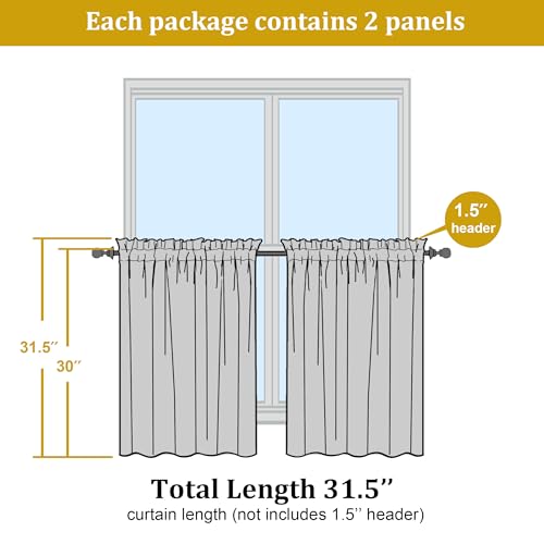 Short Lime Sheer Curtains 30 Inch Length 2 Panels Set (Lime Green / 42"W x 30"L (Pack of 2))