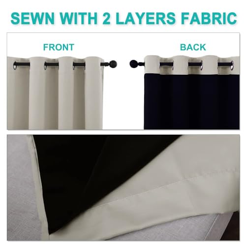 Natural Blackout Curtains for Kitchen 37" w x 50" L 2 Panels (Natural / 37"W x 50"L (Pack of 2))