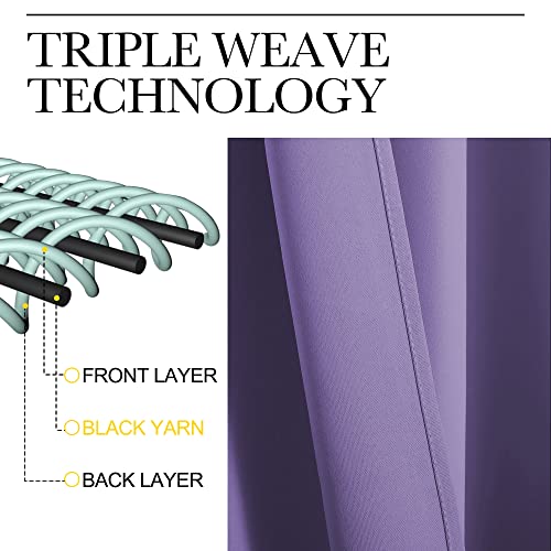 Blackout Curtains & Drapes for Bedroom (Lilac Purple / 34"W x 40"L (Pack of 2))