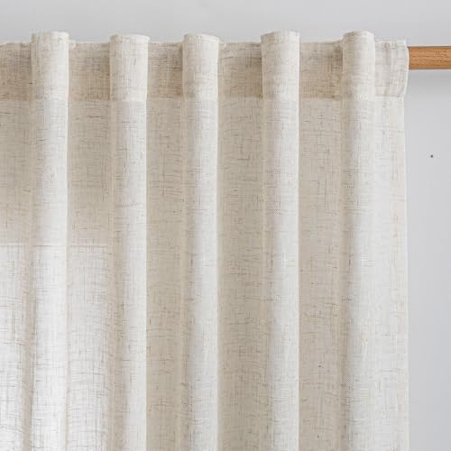 Linen Curtains for Sliding Glass Door (50"W x 102"L (Pack of 2) / Linen)