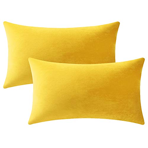 Lumbar Pillow Covers 12x20 Yellow (Freesia / 20" x 12" (Pack of 2))