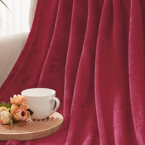 Soft Fleece Throw Blanket for Couch (Deep Red / Throw (50" x 60"))