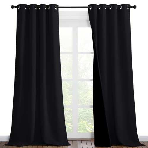 Extra Long Truly Blackout Drapes for Hall and Villa (Black / 46"W x 102"L (Pack of 2))