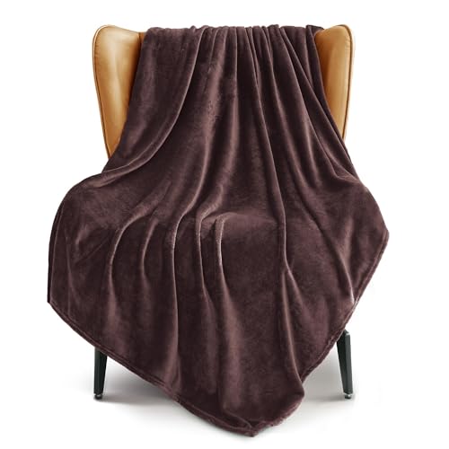 Soft Fleece Throw Blanket for Couch (Coffee / Throw (50" x 60"))