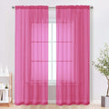Sheer Curtains 84 Inches Long 2 Panels Set (Hot Pink / 42"W x 84"L (Pack of 2))