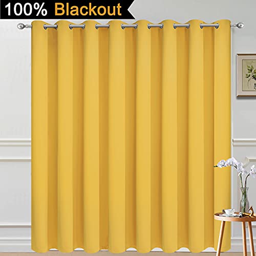 Mustard Yellow Blackout Patio Door Curtain Panels W100 x L84 (100"W x 84"L (Pack of 1) / Mustard Yellow)