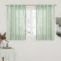 40 Inch Length Linen Curtains for Small Windows Over Silk 2 Panels (Fresh Green / 34"W x 40"L (Pack of 2))