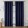 Ava Navy Blue Blackout Curtains for Bedroom 90 Inches Long 2 Panels Set (Navy Blue / 50"W x 90"L (Pack of 2))