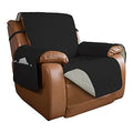 Reversible Quilted Oversized Recliner Sofa Cover (Large Recliner / Black/Beige)