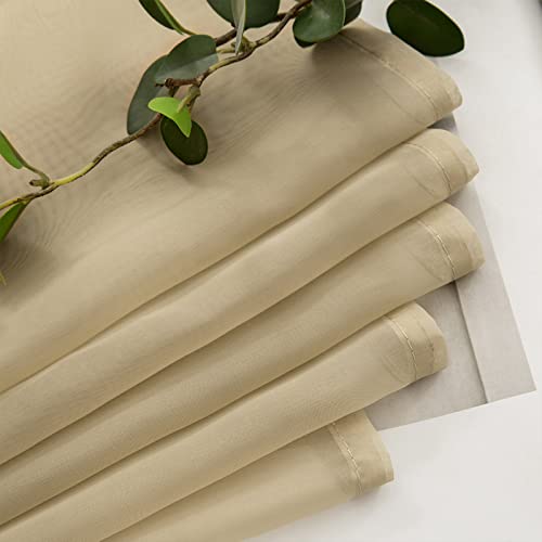 2 Panels Kitchen Tiers Half Window Sheer Curtains 29 X 24 Inch Beige (Beige / 29"W x 24"L (Pack of 2))