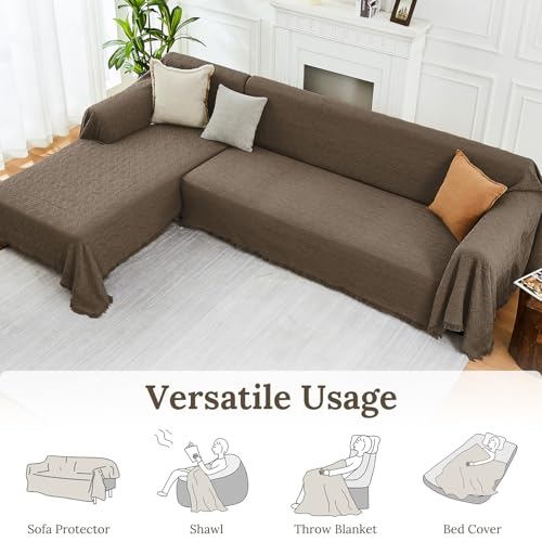 2 Piece Sectional Couch Cover for L Shape Sofa Taupe XXL (Taupe / XX-Large)