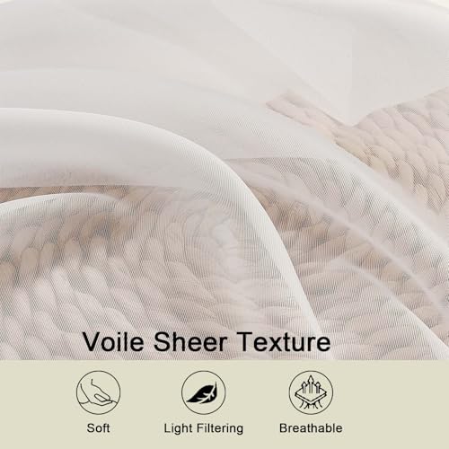 Ivory Sheer Curtain for Bedroom Living Room 78 Inches Long 2 Panels Set (Ivory / 42"W x 78"L (Pack of 2))