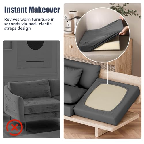 8Pcs Outdoor Cushion Covers (Medium-grey / Square-large + Square)
