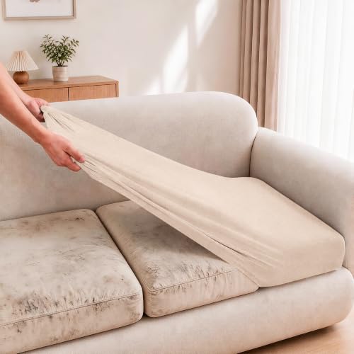 8PCS Patio Cushion Covers.Patio Furniture Couch SeatSlipcovers (Beige / 8PCS)