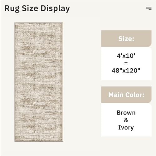 Washable 4x10 Hallway Runner Rug Non (Brown / 4' x 10' (Runner))