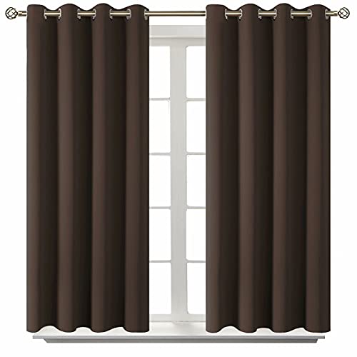 Brown Blackout Curtains for Bedroom 45 Inch Long (Brown / 52"W x 45"L (Pack of 2))