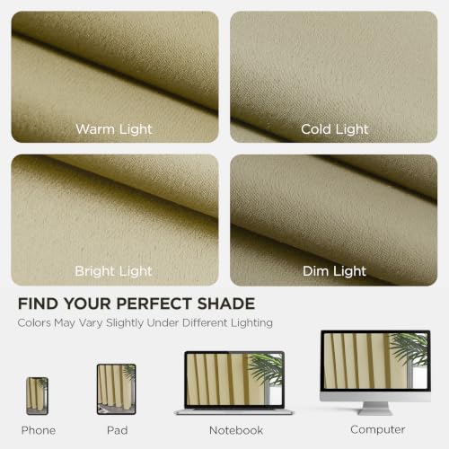 Blackout Curtains for Bedroom 72 inch Long 2 Panels (Beige / 52"W x 72"L (Pack of 2))
