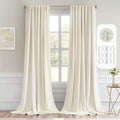 Beige White Back Tab Blackout Curtains 52x120 Inch Long 2 Panels Set (Beige White / 52"W x 120"L (Pack of 2))