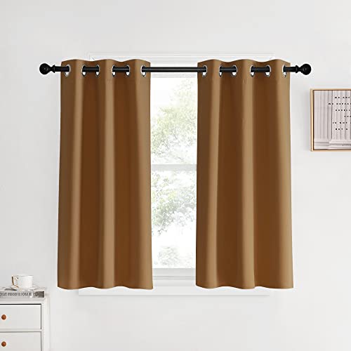 Window Curtains Blackout Drapes (Gold Brown / 34"W x 40"L (Pack of 2))