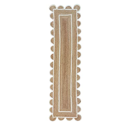 Scalloped Natural Jute Area Rug (2'6" x 12' (Rectangular))