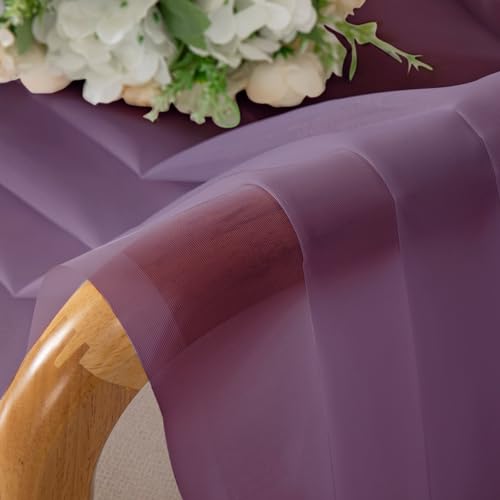 Sheer Curtains 63 Inch Length 2 Panels (Plum / 42"W x 63"L (Pack of 2))