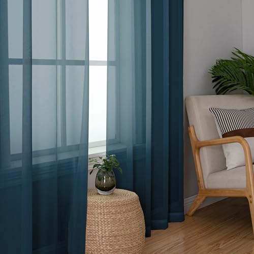 Dusty Blue Sheer Curtains 84 Inches Long (Dusty Blue / 42"W x 84"L (Pack of 2))