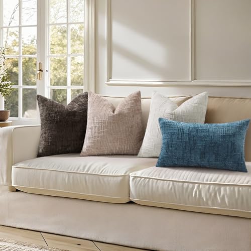 Textured Chenille Throw Pillow Covers 20x20 Set of 2 Navy Blue (Navy Blue / 20" x 20" (Pack of 2))