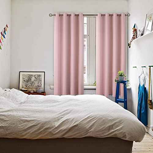 Pink Room Darkening Curtains 72 Inch for Bedroom (Baby Pink / 52"W x 72"L (Pack of 2))