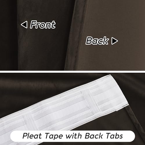 Brown Blackout Curtains 84 inches Long Velvet for Bedroom (Brown / 52"W x 84"L (Pack of 2))