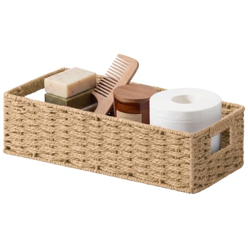Toilet Paper Storage Baskets for Bathroom Decor (Light Brown / 14¼" L x 6¾" W x 3¾" H)