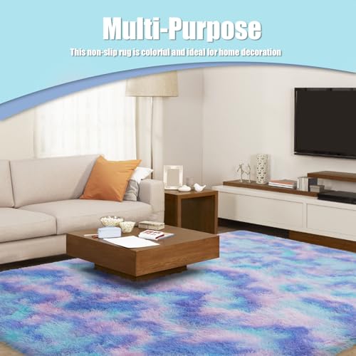 9x12 Fluffy Area Rugs for Living Room Bedroom (Rainbow Purple / 9' x 12' (Rectangular))