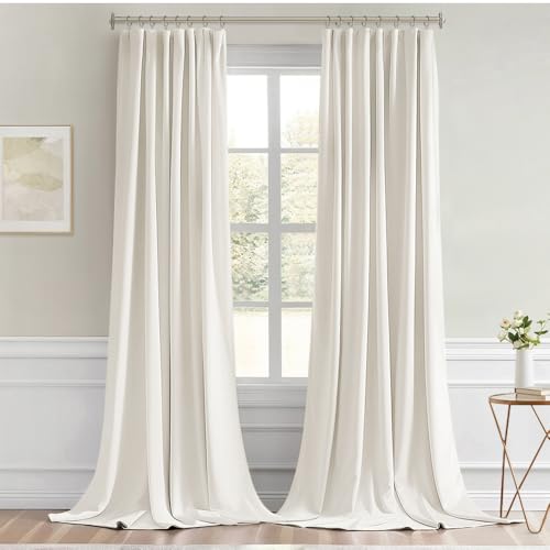 Ivory Back Tab Blackout Curtains 52x96 Inch Long 2 Panels Set (Ivory / 52"W x 96"L (Pack of 2))