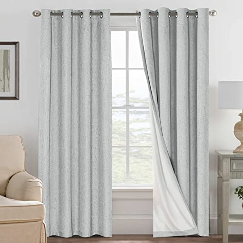 100% Blackout Linen Curtains 96" L 2 Panels Glacier Gray (Glacier Gray / 52"W x 96"L (Pack of 2))
