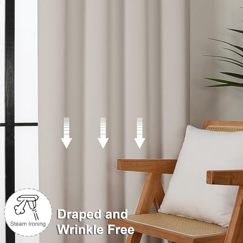 Natural Blackout Curtains for Bedroom 102 Inches Long 2 Panels (Natural / 50"W x 102"L (Pack of 2))