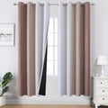 Taupe and Greyish White Ombre Blackout Curtains Living Room 72 Inches Long (Taupe and Greyish White / 52"W x 72"L (Pack of 2))