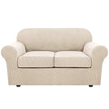 3 Piece Stretch Sofa Covers for 2 Cushion Loveseat Couch Covers for Living Room Sofa Slipcovers (Medium / Natural)