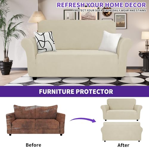 Super Stretch Loveseat Covers (- Khaki / Medium (57"-70"))