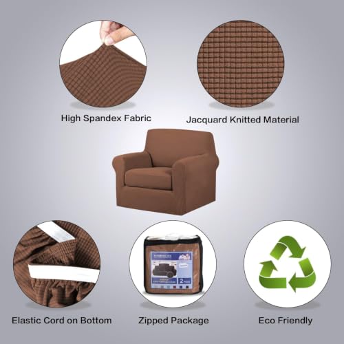 2 Piece Armchair Cover Chair Slipcovers with Arms Sofa Slipcover for Chair Fit Arm Chair Width Up to 47 Inch (Small / Caramel)