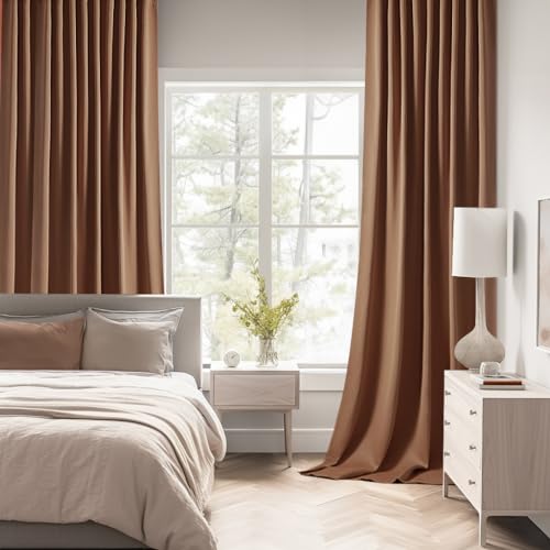 Cappuccino Brown Back Tab Blackout Curtains 52"x90" Long 2 Panel Set (Cappuccino Brown / 52"W x 90"L (Pack of 2))