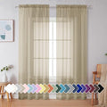 Taupe Sheer Curtains 90 Inches Long 2 Panels for Living Room (Taupe / 42"W x 90"L (Pack of 2))