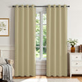 Blackout Curtains for Bedroom 90 inch Long 2 Panels (Beige / 52"W x 90"L (Pack of 2))