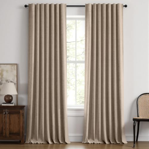 100% Blackout Linen Curtains 42 x 108 Inch Copper Brown 2 Panel (Copper Brown / 42"W x 108"L (Pack of 2))