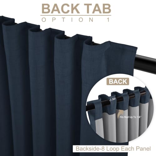 Linen Textured Total Blackout Curtains for Bedroom 84 Inches Long (Jet | Navy / 50"W x 84"L (Pack of 2))