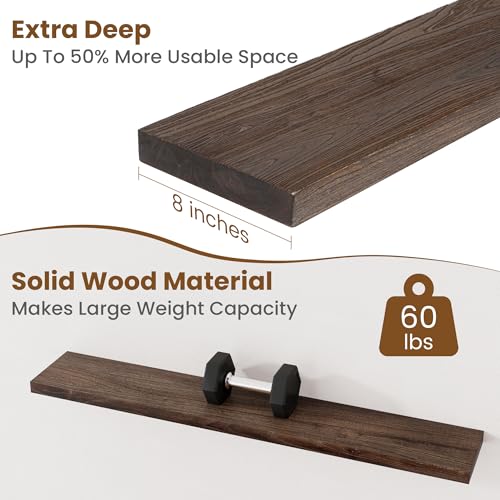 Floating Shelves for Wall Decor (Flat Edge, 48inch, 1Pack / Walnut)