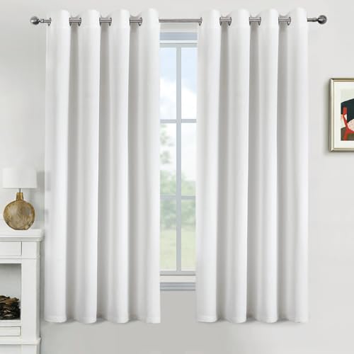 Pure White Blackout Bedroom Curtains Drapes 72 Inch Long 52"x72" (Pure White / 52"W x 72"L (Pack of 2))