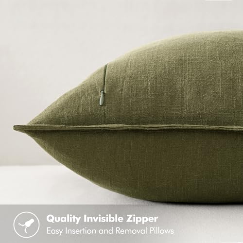 Decorative Linen Euro Sham Pillow Covers 24x24 Inch Green (Green / 24" x 24" (Pack of 2))