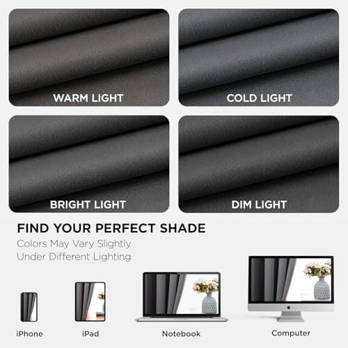Grey Blackout Curtains for Bedroom 84 Inch 2 Panels with Grommet (Light Grey / 52"W x 84"L (Pack of 2))